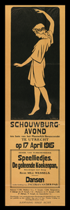 799075 Affiche van een benefietavond ten bate van het Plaatselijk Steuncomité, in de Stadsschouwburg (Vredenburg) te ...